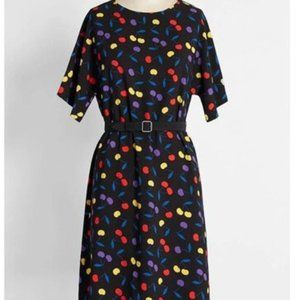 Modcloth Cherries Belted Shift Dress